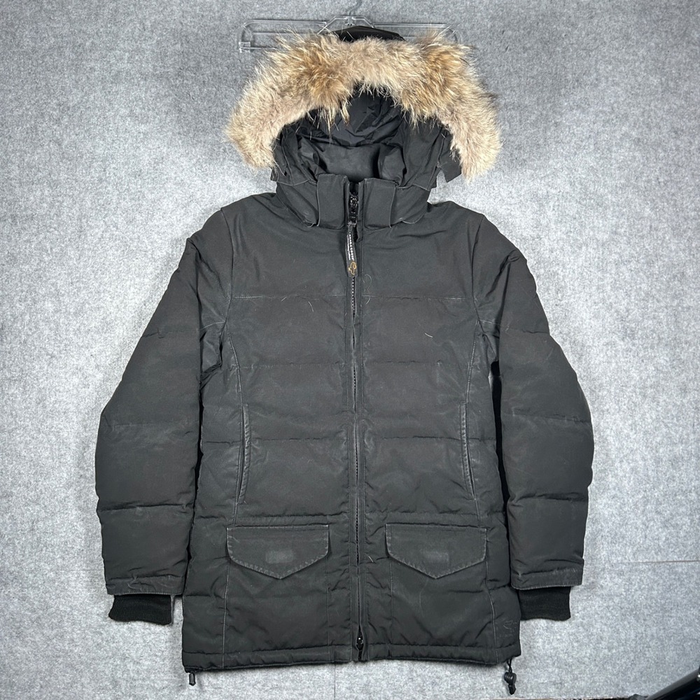 Canada Goose Solaris Parka Coat Womens XS Black Down Fur‎ Hood Winter Jacket